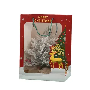圣诞礼包立体烫金窗手提包精致窗礼包