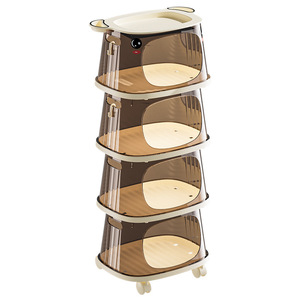 Childrens Snack Storage Rack 4 Layers Wheeled Movable <b>Trolley</b> Creative Multi Layer Large Capacity Storage Cabinet For Kids Room - Product Image 5