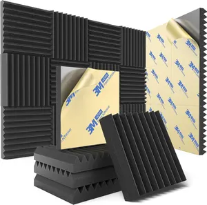 Popüler toptan ses emici kurulu akustik difüzör kama şeklinde köpük paneller siyah