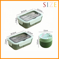 Lonchera Bento de Plástico Apta para Microondas, de Grado Alimenticio, Resistente a Fugas, para Niños