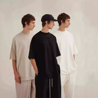 T-shirt décontracté streetwear d'été pour homme, à manches courtes, col rond, coupe ample, épaules tombantes, en coton épais
