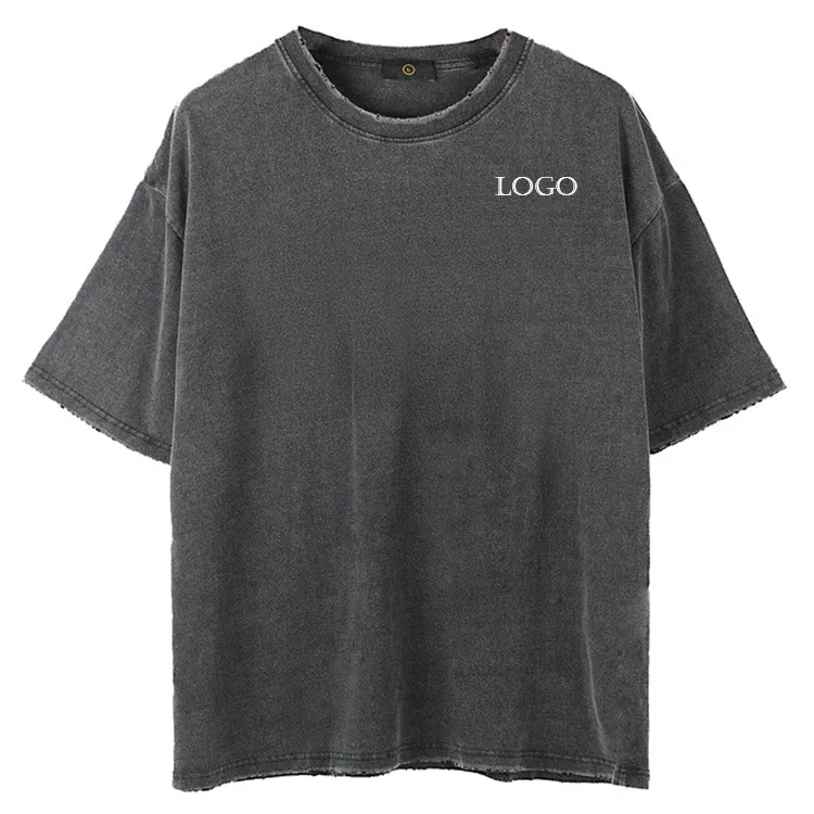 핫 세일 패션 스트리트웨어 고품질 티셔츠 워시 고민 티셔츠 100% 면 빈티지 워시 티셔츠