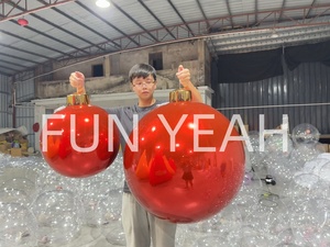 Quả cầu trang trí Giáng sinh <span class=keywords><strong>2025</strong></span>, đồ trang trí cây thông Giáng sinh lớn, kim loại sáng bóng, quả cầu trang trí Giáng sinh khổng lồ có lớp phủ gương, quả cầu bơm hơi có đầu trang trí - Product Image 2