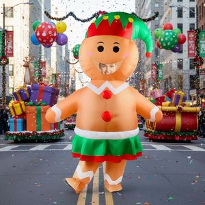 OEM <b>Elf</b> Gingerbread Man Inflatable <b>Costume</b> Cosplay Outfit Blow-Up Suit <b>for</b> <b>Adults</b>/Halloween/Christmas Party/Thanksgiving - Product Image 1