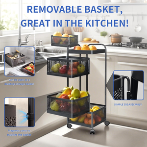 Étagère de rangement mobile professionnelle carrée à 5 niveaux, chariot utilitaire de cuisine avec roulettes - Product Image 6