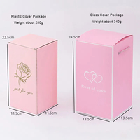 Cadeau de la Saint-Valentin des mères pour les femmes Bouquet de fleurs de roses éternelles dans un dôme en plastique Lumière LED Fait à la main Respectueux de l'environnement