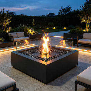 Cheminée à alcool carrée de luxe, foyer bioéthanol autoportant, mobilier moderne pour intérieur et extérieur, pour patio, jardin, villa - Product Image 4