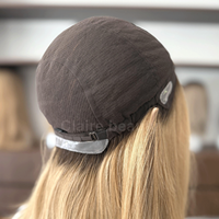 Perruque médicale juive Sheitel en cheveux humains vierges européens blonds balayage, avec dessus en soie, lisse, casher, pour femmes, vente en gros