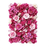 Décoration murale de fleurs artificielles avec des roses, des pivoines, des hortensias - Guirlandes en soie, arrangements artificiels pour la décoration de fond de mariage