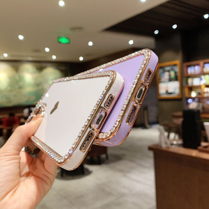เคสโทรศัพท์มือถือชุบ6D ติดเพชรหรูหราประดับพลอยเทียมแวววาวสำหรับเคส Apple iPhone 11 12 13 14 PRO MAX 7 8 XR XS MAX