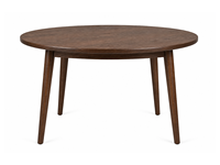 Table à manger ronde en noyer, style rétro du milieu du siècle, table en bois avec pieds effilés pour salle à manger