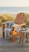[BeNK] Chaise Adirondack moderne et confortable en bois d'acacia FSC, pieds coniques, design de panneau facile à nettoyer, pour villa, hôtel, usage extérieur, Vietnam