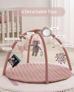 Magnifique tapis d'éveil et de jeu pour bébé avec 5 jouets, tapis de jeu au sol élégant pour nourrissons - Product Image 4