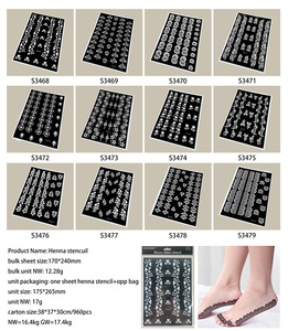 Vente en gros OEM Inde : Pochoirs de tatouages temporaires dessinés à la main, autocollants ajourés pour pieds, dos, poignets et tatouages de mariée - Product Image 5