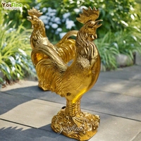 Statue de coq en bronze réaliste, art de jardin de style campagnard, grande sculpture de poulet/coq pour la décoration de la cour, du jardin et du patio
