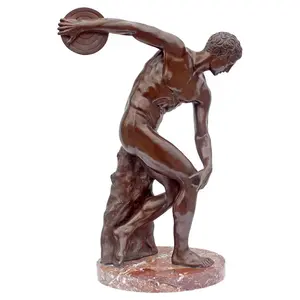 Life Size Discus Thrower Bronze Statue Nude Man Sculpture