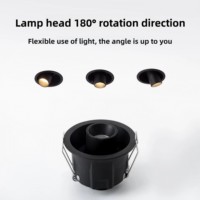 Personnalisé 180 °   Spot LED encastré orientable anti-éblouissement CRI90+ avec boîtier en aluminium et angle de faisceau réglable pour intérieur