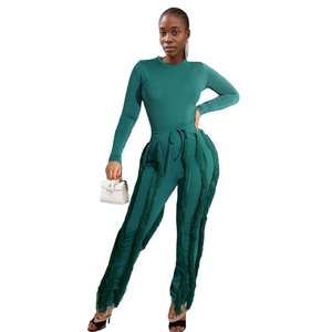 Conjunto de Pantalones de Dos Piezas con Borlas de Color Sólido y Manga Larga Casual, Venta al por Mayor de Fábrica 2026 - Product Image 1