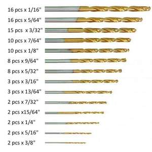 High-Speed <b>Titanium</b>-Plated Steel Straight Shank Drill Bits 99 Pieces Per Bit 1.0-3.0mm Shank 60g - Product Image 2