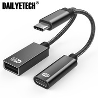 Cable adaptador USB 2,0 a USB tipo C OTG, convertidor de datos con puerto de carga PD para GoogleTV Chromecast Samsung