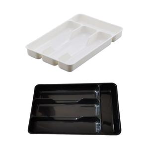 Bianco multiuso posate vassoio con 4 griglie accessori cassetto organizzatore per uso cucina - Product Image 4