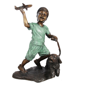 Fornitore cinese di vita dimensione del bronzo ragazzo con <span class=keywords><strong>la</strong></span> statua del cane - Product Image 3