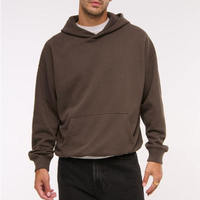 Sweat à capuche en molleton de coton pour homme, manches longues, poche, couleur unie, broderie 3D, effet délavé, coupe ample, idéal pour l'hiver