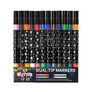 Juego de Marcadores de Arte de Doble Punta con Brillantina para Pintar el Cabello en Dos Colores, Rotuladores de Acuarela de Punta Suave, Suministros de Papelería del Fabricante - Product Image 5