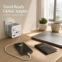 Adaptor Perjalanan Universal UK US EU AU, Konverter Colokan Multi-Negara dengan Pengisi Daya USB untuk Laptop, Penggunaan Perjalanan