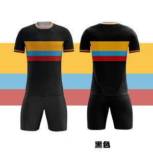 定制新设计黑色套装青年足球服数码印花球衣足球服 - Product Image 2