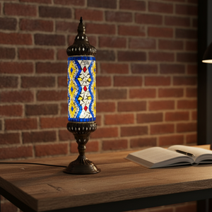 Lámpara de <span class=keywords><strong>Mesa</strong></span> de Hierro con Vidrio Europeo Teñido Hecha a Mano, con LED y Alimentación CA para Dormitorio y Sala de Estar, Garantía de 2 Años - Product Image 4