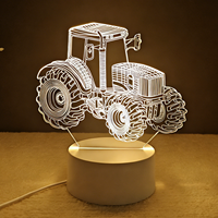 Lampe 3D Classique Voiture de Sport Tracteur, Design Contemporain en ABS, Veilleuse LED Rechargeable USB à Intensité Variable pour la Maison, Idée Cadeau
