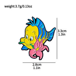 Broche en alliage polyvalente en forme de poisson-clown et sirène, gravée or, style dessin animé, <span class=keywords><strong>film</strong></span> et télévision, pour sac, artisanat métallique - Product Image 4