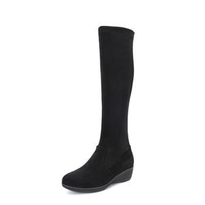 Botas de tacón alto de diseñador para mujer, hasta la rodilla, cómodas y delgadas, para otoño e invierno, con forro de terciopelo, cintura elástica y parte superior de ante. - Product Image 4