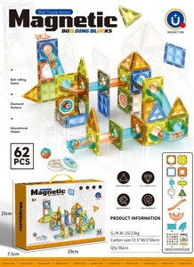 62 pièces Blocs de construction magnétiques transparents en forme de diamant, circuit de labyrinthe, jouet éducatif STEM pour enfants 3+ en gros - Product Image 5