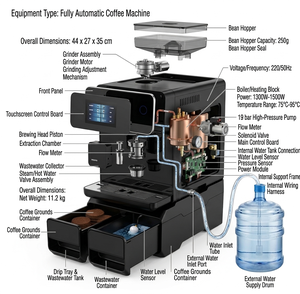 Cafetera Espresso Profesional Gemilai con Pantalla Táctil, 20 Bares, Preparación de Latte y Cappuccino con un Solo Toque, Acero Inoxidable - Product Image 4