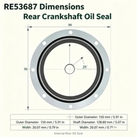 Joint d'étanchéité arrière de vilebrequin RE53687 haute précision pour moteur John Deere 6125 6135 – Pièce de rechange agricole