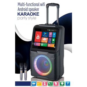 Haut-parleur portable karaoké avec écran TV Wi-Fi et 2 micros sans fil, compatible <span class=keywords><strong>YouTube</strong></span> - Product Image 5