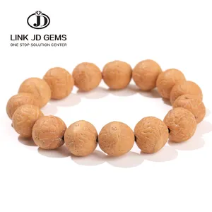 JD Natural Wooden Bead Nepalese Phoenix Eye Bodhi Buddha Bracelet Women Men 15mm Large Bead Mala Meditation Prayer Hand Jewelry