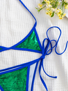 NOUVEAU STOCK Cravates Détails <span class=keywords><strong>Sans</strong></span> Pad Mini Bikini Maillot de bain métallique pour femme - Product Image 5