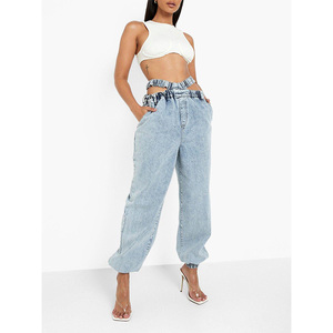 Jean pour <span class=keywords><strong>femme</strong></span>, taille moyenne, <span class=keywords><strong>pantalon</strong></span> de survêtement, délavé à l'acide, bas de jogging, tendance, taille moyenne, nouveauté 2020 - Product Image 5