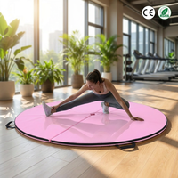 Tapete de Yoga Redondo Grande, Tapete de Ejercicio Circular Rosa de 120 cm de Diámetro, Semicircular con Asa, Certificado CE RoHS, Entrenamiento de Fuerza