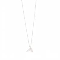 Collier tendance en acier inoxydable argenté avec pendentif queue de poisson géométrique et chaîne à maillons ornée de perles, cadeau pour femme