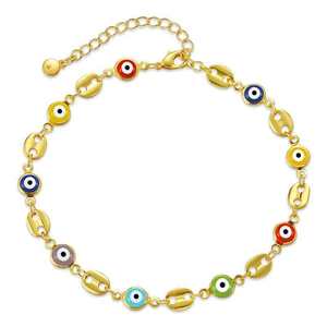 Chaîne <span class=keywords><strong>de</strong></span> <span class=keywords><strong>cheville</strong></span> réglable en alliage <span class=keywords><strong>de</strong></span> cuivre plaqué or 18 carats, maillons multicolores en forme <span class=keywords><strong>de</strong></span> grains <span class=keywords><strong>de</strong></span> café, bijou <span class=keywords><strong>de</strong></span> pied bohème porte-bonheur pour femme, cadeau idéal pour la plage - Product Image 5