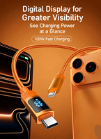 Câble de charge rapide Type-C 100W 1,2M avec gaine tressée en cuivre pur et affichage numérique pour iPhone 17 et tablette