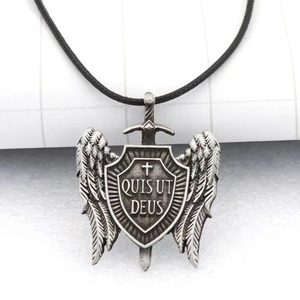 Christian Gothic Quis ut <span class=keywords><strong>Deus</strong></span> ciondolo Vintage arcangelo Michael collana pendente - Product Image 3