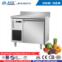 TC-09 JINGBAIYU Koelwerktafel Enkeldeurs RVS Compacte Koelkasten OEM ODM Commerciële Keukenapparatuur