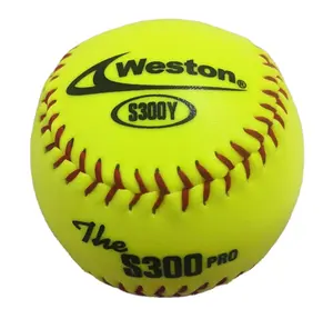 12 इंच पीला सिंथेटिक चमड़ा कॉर्क और रबर सेंटर वेस्टन S300 बेसबॉल सॉफ्टबॉल थोक कस्टम लोगो