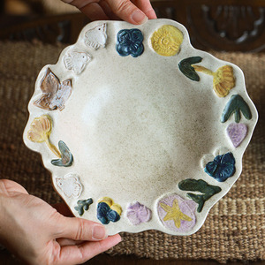 Retro Underglaze Hand-painted Flower Ceramic Cup Home Breakfast Plate Milk Coffee Cup - Product Image 2