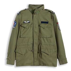 <span class=keywords><strong>Chaqueta</strong></span> Bomber Clásica <span class=keywords><strong>Americana</strong></span> M65 con Diseño Herringbone, 100% Lona de Algodón, Cuello Alto <span class=keywords><strong>Informal</strong></span>, Cierre de Cremallera, Resistente al Viento, ODM - Product Image 1